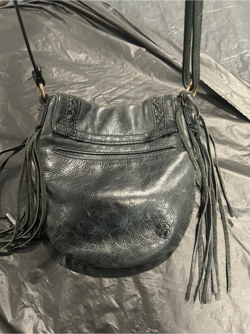 Black Leather Fringe Crossbody Bag Lucky Brand - Picture 7 of 9